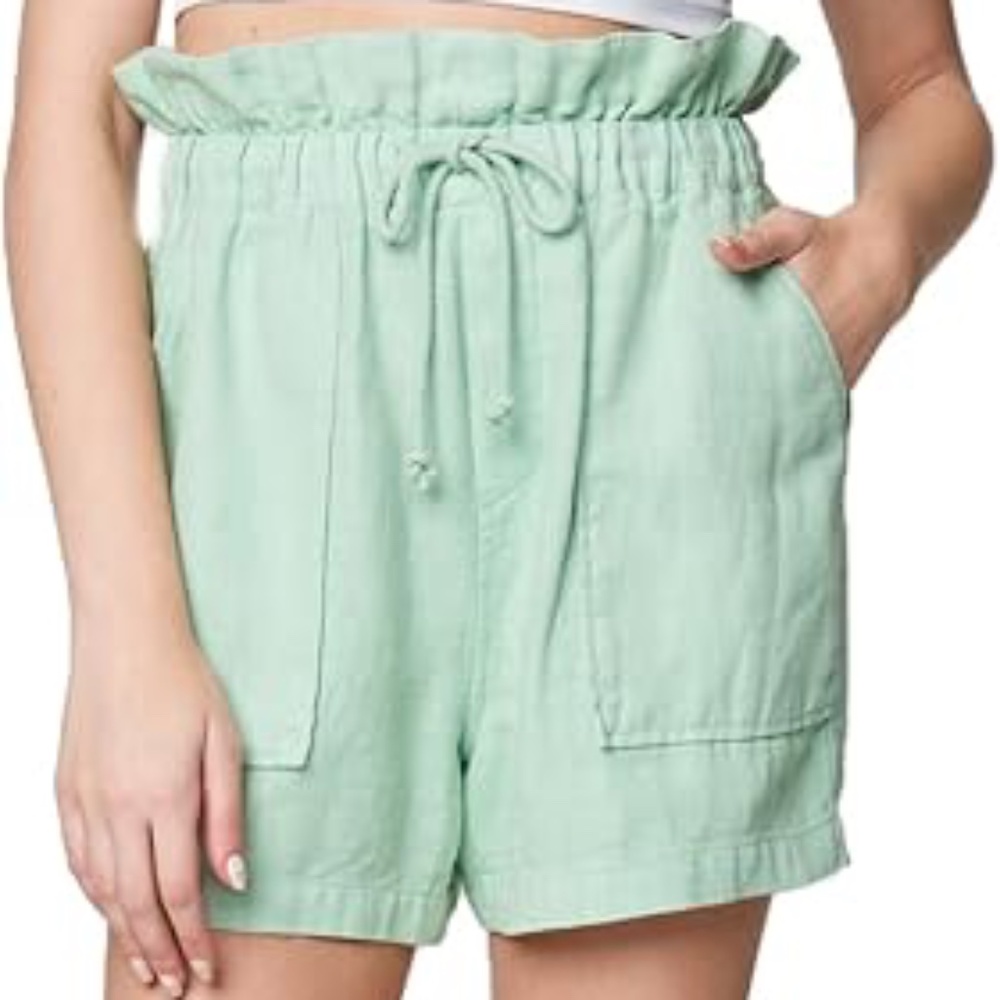 BLANKNYC Linen Drawstring Paperbag Shorts